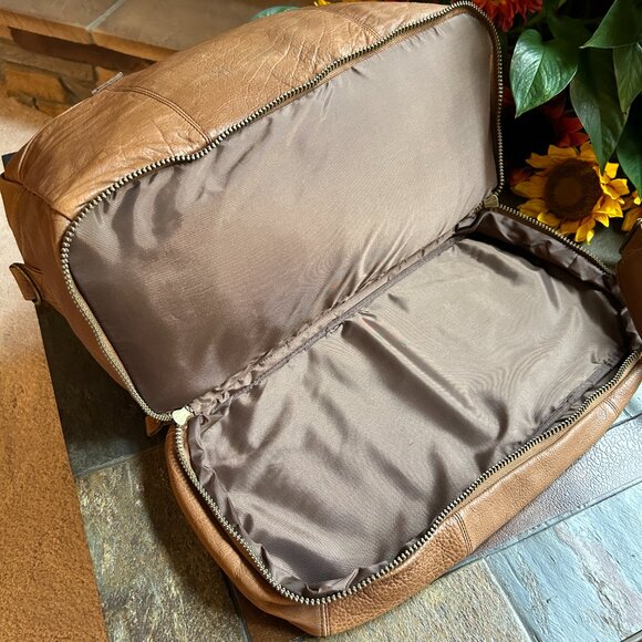 Soft-Sided Leather Carry-On Travel Duffle Bag - Picture 11 of 14